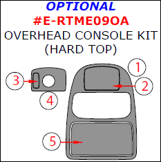 Renault Megane 2009, 2010, 2011, 2012, 2013, 2014, 2015, Optional Overhead Console Interior Kit (Hard Top), 5 Pcs. dash trim kits options