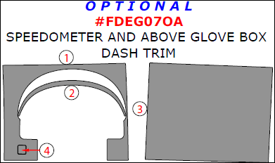 Ford Edge 2007, 2008, 2009, 2010, Interior Dash Kit, Optional Speedometer And Above Glove Box Trim, 4 Pcs. dash trim kits options