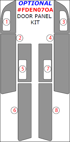 Ford Expedition 2007, 2008, 2009, 2010, 2011, 2012, 2013, 2014, Optional Door Panel Interior Kit, 8 Pcs. dash trim kits options