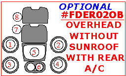Ford Explorer (2002, 2003, 2004)/Explorer (2005), Mercury Mountaineer (2002-2004)/Muntaineer (2005), Optional, Overhead Console Interior Kit, W/o Sunroof With Rear A/C Controls, 8 Pcs. dash trim kits options