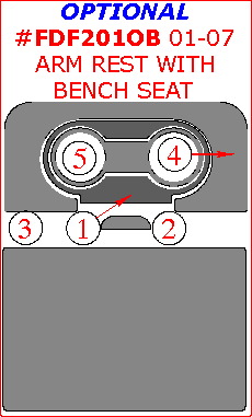 Ford F-250/F-550 2001, 2002, 2003, 2004, 2005, 2006, 2007, Interior Kit, Optional Arm Rest, With Bench Seats, 5 Pcs dash trim kits options