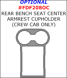 Ford F-250, F-550 2008, 2009, 2010, Interior Kit, Optional Rear Bench Seat Center Armrest Cupholder (Crew Cab Only), 1 Pcs. dash trim kits options