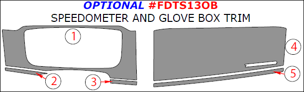 Ford Taurus 2013, 2014, 2015, 2017, Optional Speedometer and Glove Box Interior Trim Kit, 5 Pcs. dash trim kits options
