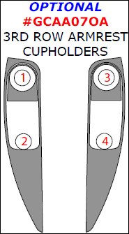 GMC Acadia 2007, 2008, 2009, 2010, 2011, 2012, Interior Dash Kit, Optional 3rd Row Armrest Cupholders, 4 Pcs. dash trim kits options