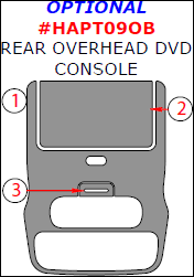 Honda Pilot 2009, 2010, 2011, 2012, 2013, 2014, 2015, Optional Rear DVD Console Interior Kit, 3 Pcs. dash trim kits options