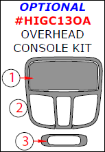 Hyundai Genesis Coupe 2013, 2014, 2015, 2016, Optional Overhead Console Interior Kit, 3 Pcs. dash trim kits options