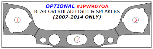 Jeep Wrangler 2007 2008 2009 2010 2011 2012 2013 2014 Interior Dash Kit Optional Rear Overhead Light And Speakers 3 Pcs