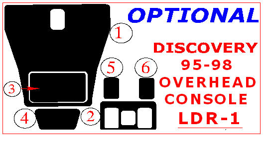 Land Rover Discovery 1995, 1996, 1997, 1998, Interior Dash Kit, Overhead, 6 Pcs. dash trim kits options