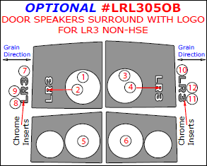 Land Rover LR3 2005, 2006, 2007, 2008, 2009, Interior Dash Kit, Optional Door Speakers Surround Kit For LR3 Non-HSE, With "LR3" Logo, 12 Pcs. dash trim kits options