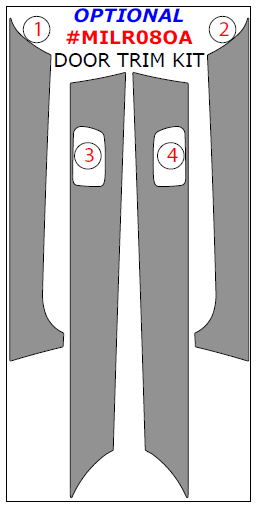 Mitsubishi Lancer 2008, 2009, 2010, 2011, 2012, 2013, 2014, 2015, Optional Door Interior Trim Kit, 4 Pcs. dash trim kits options