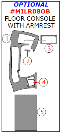 Mitsubishi Lancer 2008, 2009, 2010, 2011, 2012, 2013, 2014, 2015, Interior Dash Kit, Optional Floor Console With Armrest, 5 Pcs. dash trim kits options