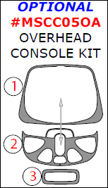 Mercedes C-Class 2005, 2006, 2007, Optional Overhead Console Interior Kit, 3 Pcs. dash trim kits options