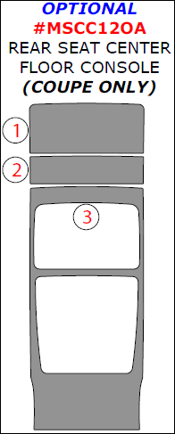 Mercedes C-Class 2012, 2013, 2014, Optional Rear Seat Center Floor Console Interior Kit (Coupe Only), 3 Pcs. dash trim kits options