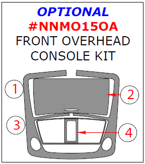 Nissan Murano 2015, 2016, 2017, Optional Front Overhead Console Interior Kit, 4 Pcs. dash trim kits options
