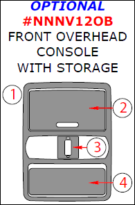 Nissan NV 2012, 2013, 2014, Interior Dash Kit, Optional Front Overhead Console With Storage, 4 Pcs. dash trim kits options