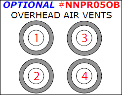 Nissan Pathfinder 2005, 2006, 2007, Nissan Pathfinder 2008, 2009, 2010, 2011, 2012, Interior Dash Kit, Optional Overhead Air Vents, 4 Pcs. dash trim kits options