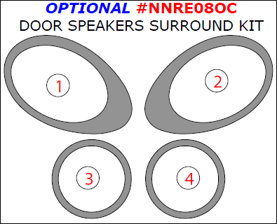 Nissan Rogue 2008, 2009, 2010, 2011, 2012, 2013, Optional Door Speakers Surround Interior Kit, 4 Pcs. dash trim kits options