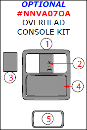 Nissan Versa 2007, 2008, 2009, 2010, 2011, Optional Overhead Console Interior Kit, 5 Pcs. dash trim kits options