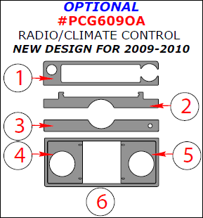 Pontiac G6 2005, 2006, 2007, 2008, 2009, 2010, Interior Dash Kit, Optional Radio/Climate Control, 6 Pcs. dash trim kits options