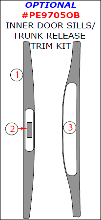 Porsche 997 2005, 2006, 2007, 2008, Optional Inner Door Sills/Trunk Release Interior Trim Kit, 3 Pcs. dash trim kits options