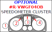 Volkswagen Golf 2004, 2005, 2006, 2007, 2008, Volkswagen Jetta 2006-up, Interior Dash Kit, Right Hand Drive, Optional Speedometer Cluster, 4 Pcs. dash trim kits options