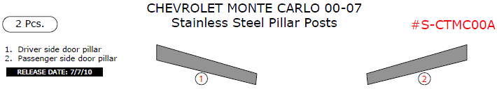 Chevrolet Monte Carlo 2000, 2001, 2002, 2003, 2004, 2005, 2006, 2007, Stainless Steel Pillar Posts, 2 Pcs. dash trim kits options