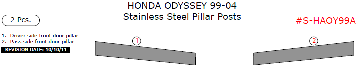 Honda Odyssey 1999, 2000, 2001, 2002, 2003, 2004, Stainless Steel Pillar Posts, 2 Pcs. dash trim kits options