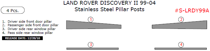Land Rover Discovery II 1999, 2000, 2001, 2002, 2003, 2004, Stainless Steel Pillar Posts, 4 Pcs. dash trim kits options