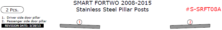 Smart ForTwo 2008, 2009, 2010, 2011, 2012, 2013, 2014, 2015, Stainless Steel Pillar Posts, 2 Pcs. dash trim kits options