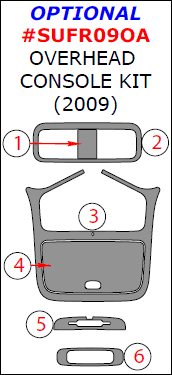 Subaru Forester 2009, 2010, 2011, 2012, 2013, Optional Overhead Console Interior Kit (2009 ONLY), 6 Pcs. dash trim kits options