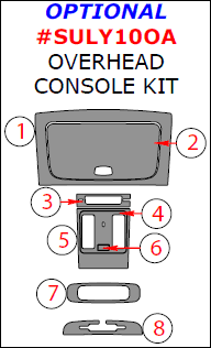 Subaru Legacy/Outback 2010, 2011, 2012, 2013, 2014, Optional Overhead Console Interior Kit, 8 Pcs. dash trim kits options
