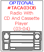 Toyota Corolla 2003, 2004, 2005, 2006, 2007, 2008, Interior Dash Kit, Optional Radio With CD And Cassette Player, 1 Pcs. dash trim kits options