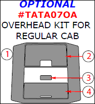 Toyota Tundra 2007, 2008, 2009, 2010, 2011, 2012, 2013, Optional Overhead Interior Kit For Regular Cab, 4 Pcs. dash trim kits options