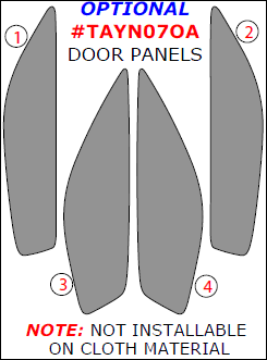 Toyota Yaris 2007, 2008, 2009, 2010, 2011, Interior Dash Kit, Sedan, Optional Door Panels, 4 Pcs. dash trim kits options