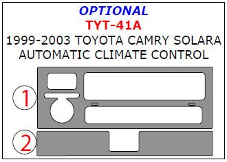 Toyota Camry Solara 1999, 2000, 2001, 2002, 2003, Interior Dash Kit, Automatic Climate Control, 2 Pcs. dash trim kits options