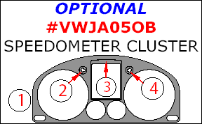 Volkswagen Jetta 2005.5-2009/Rabbit 2006, 2007, 2008, 2009/GTI 2006-2009, Interior Dash Kit, Optional Speedometer Cluster, 4 Pcs. dash trim kits options