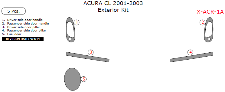 Acura CL 2001, 2002, 2003, Exterior Kit, 5 Pcs. dash trim kits options