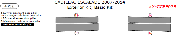 Cadillac Escalade 2007, 2008, 2009, 2010, 2011, 2012, 2013, 2014, Basic Exterior Kit, 4 Pcs. dash trim kits options