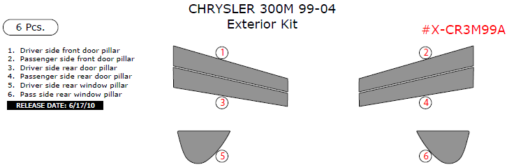 Chrysler 300M 1999, 2000, 2001, 2002, 2003, 2004, Exterior Kit, 6 Pcs. dash trim kits options