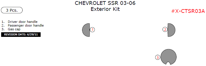 Chevrolet SSR 2003, 2004, 2005, 2006, Exterior Kit, 3 Pcs. dash trim kits options
