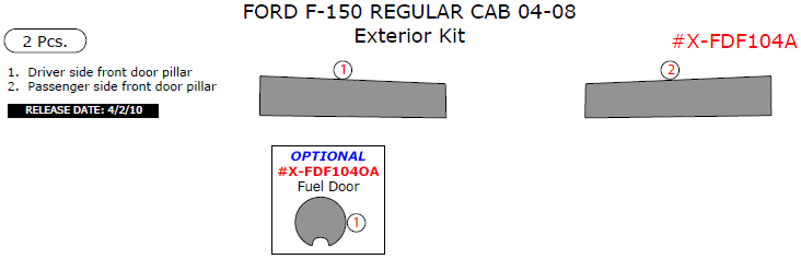 Ford F-150 2004, 2005, 2006, 2007, 2008, Exterior Kit (Regular Cab Only), 2 Pcs. dash trim kits options
