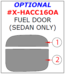 Honda Civic Sedan 2016, 2017, Exterior Kit, Optional Fuel Door, 2 Pcs. dash trim kits options