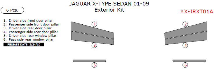 Jaguar X-Type 2001, 2002, 2003, 2004, 2005, 2006, 2007, 2008, 2009, Exterior Kit (Sedan Only), 6 Pcs. dash trim kits options