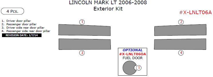 Lincoln Mark LT 2006, 2007, 2008, Exterior Kit, 4 Pcs. dash trim kits options