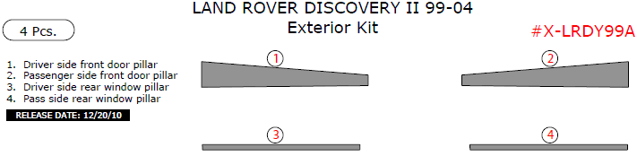 Land Rover Discovery 1999, 2000, 2001, 2002, 2003, 2004, Exterior Kit, 4 Pcs. dash trim kits options