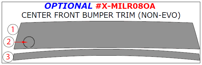 Mitsubishi Lancer 2008, 2009, 2010, 2011, 2012, 2013, 2014, 2015, Optional Center Front Bumper Exterior Trim Kit (Non-Evo), 3 Pcs. dash trim kits options