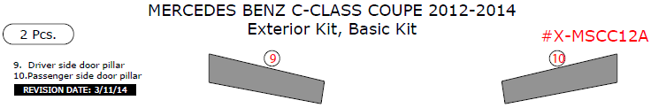 Mercedes C-Class 2012, 2013, 2014, Basic Exterior Kit (Coupe Only), 2 Pcs. dash trim kits options