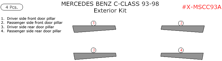 Mercedes C-Class 1993, 1994, 1995, 1996, 1997, 1998, Exterior Kit, 4 Pcs. dash trim kits options