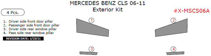 Mercedes CLS 2006, 2007, 2008, 2009, 2010, 2011, Exterior Kit, 4 Pcs. dash trim kits options