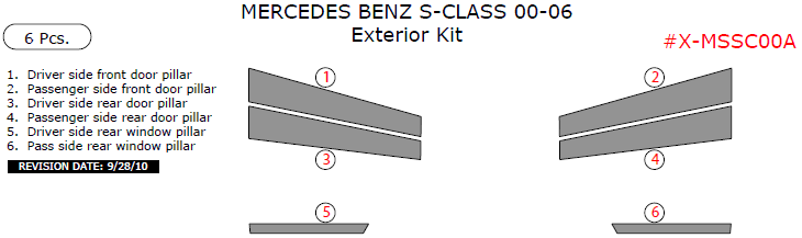 Mercedes S-Class 2000, 2001, 2002, 2003, 2004, 2005, 2006, Exterior Kit, 6 Pcs. dash trim kits options